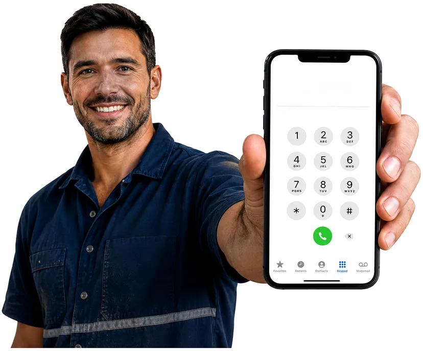 Plumber on the phone taking a Middle Dural callout