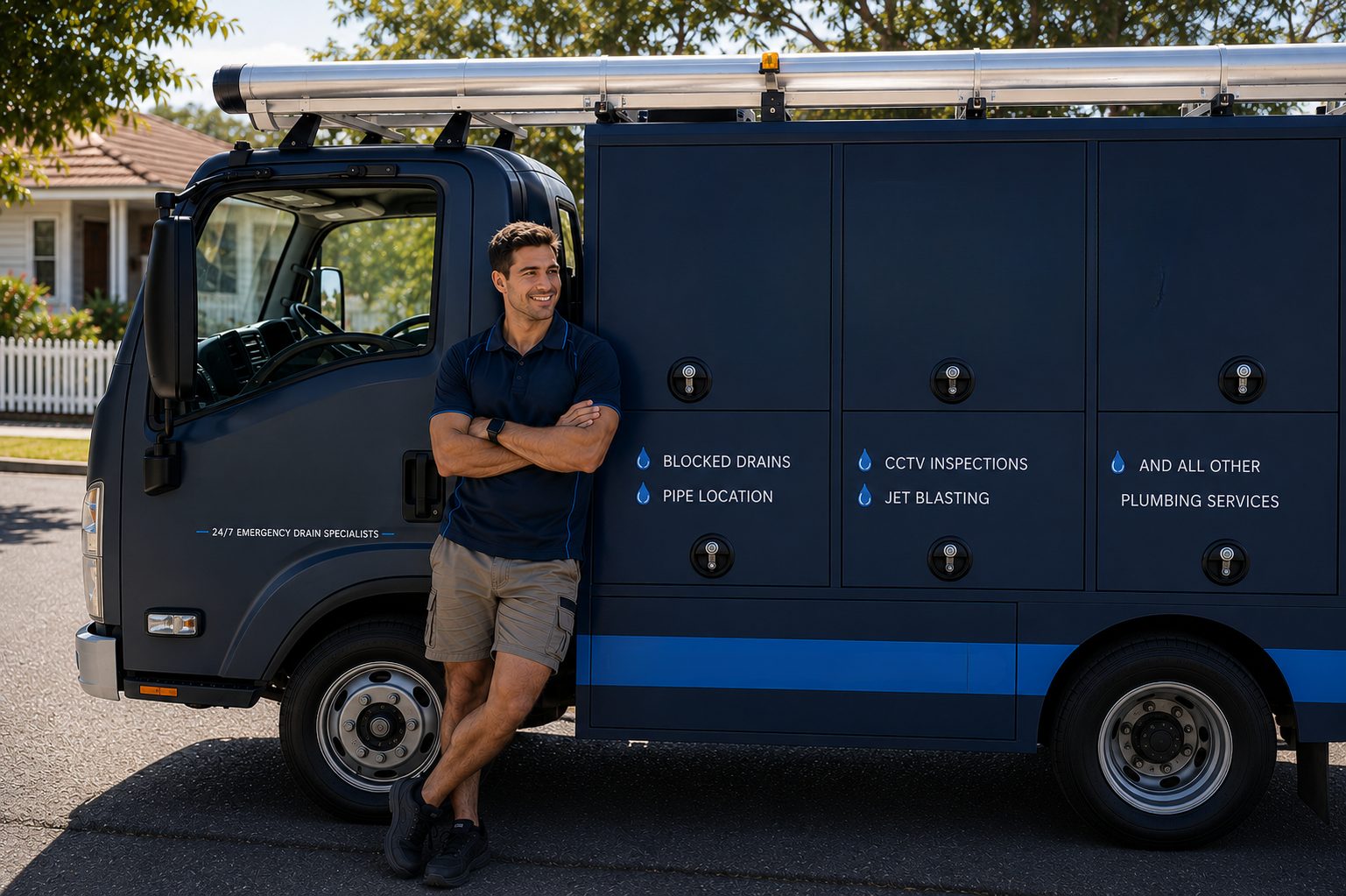Plumber with Middle Dural Blocked Drains van
